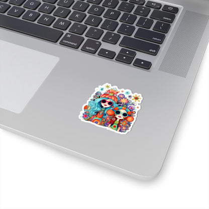 Groovy Hippie Girls Sticker: Retro 70s Waterproof Vinyl Decal