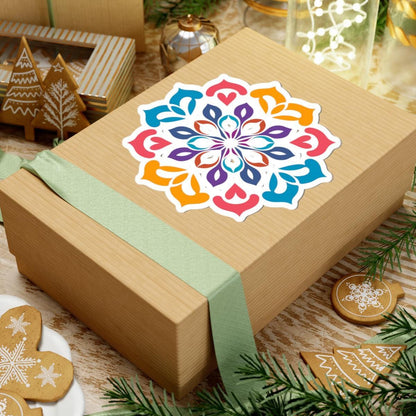 Colorful Mandala Sticker: Geometric Vinyl Decal for Laptops, Journals