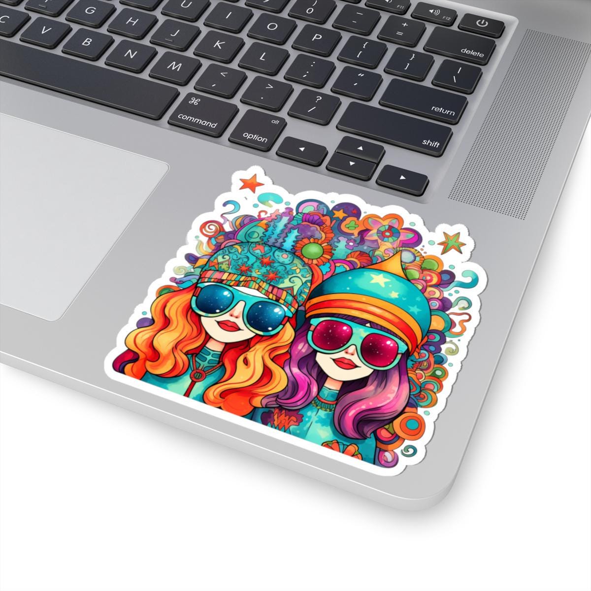 Psychedelic Groovy Girls Sticker: Trippy Retro Vinyl Decal