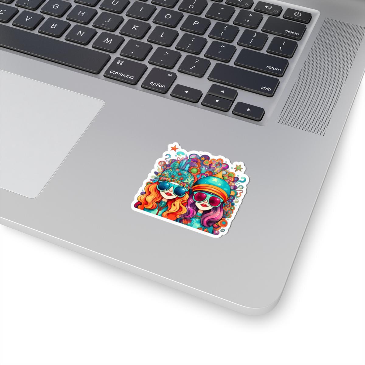 Psychedelic Groovy Girls Sticker: Trippy Retro Vinyl Decal