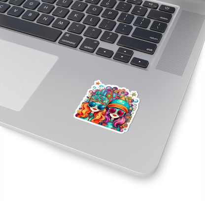 Psychedelic Groovy Girls Sticker: Trippy Retro Vinyl Decal
