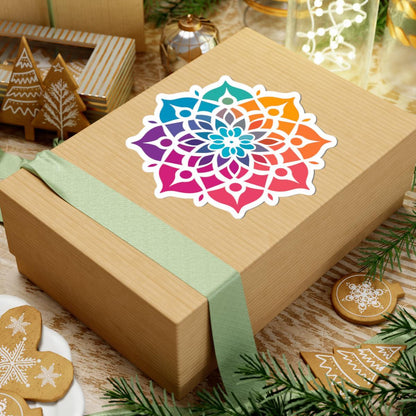 Rainbow Mandala Sticker: Sacred Geometry Vinyl Decal