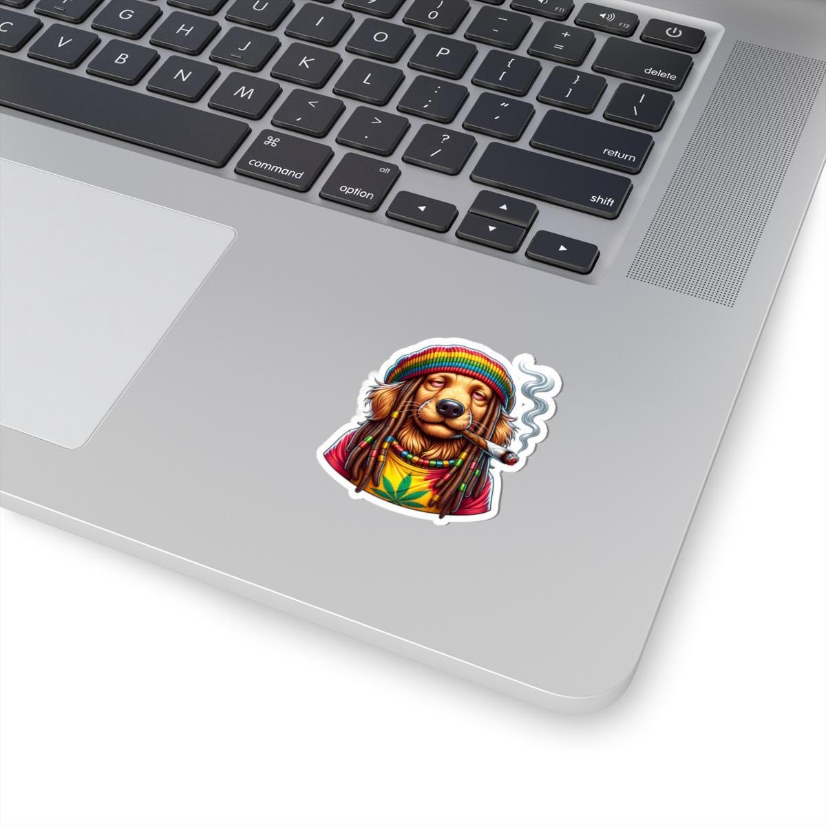 ColorFlow | Rasta Golden Retriever Weed Dog Glossy Vinyl Sticker | Kiss Cut or Die Cut | Waterproof Cannabis Reggae Decal for Cars Laptops
