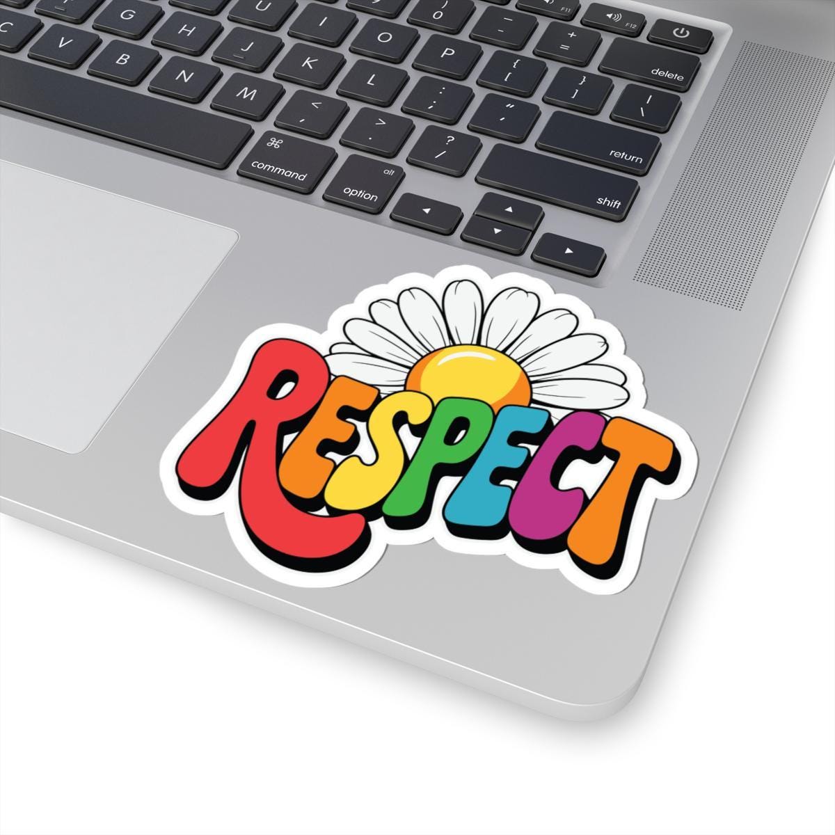 Rainbow Respect Daisy Sticker: Glossy LGBTQ+ Affirmation Vinyl Decal