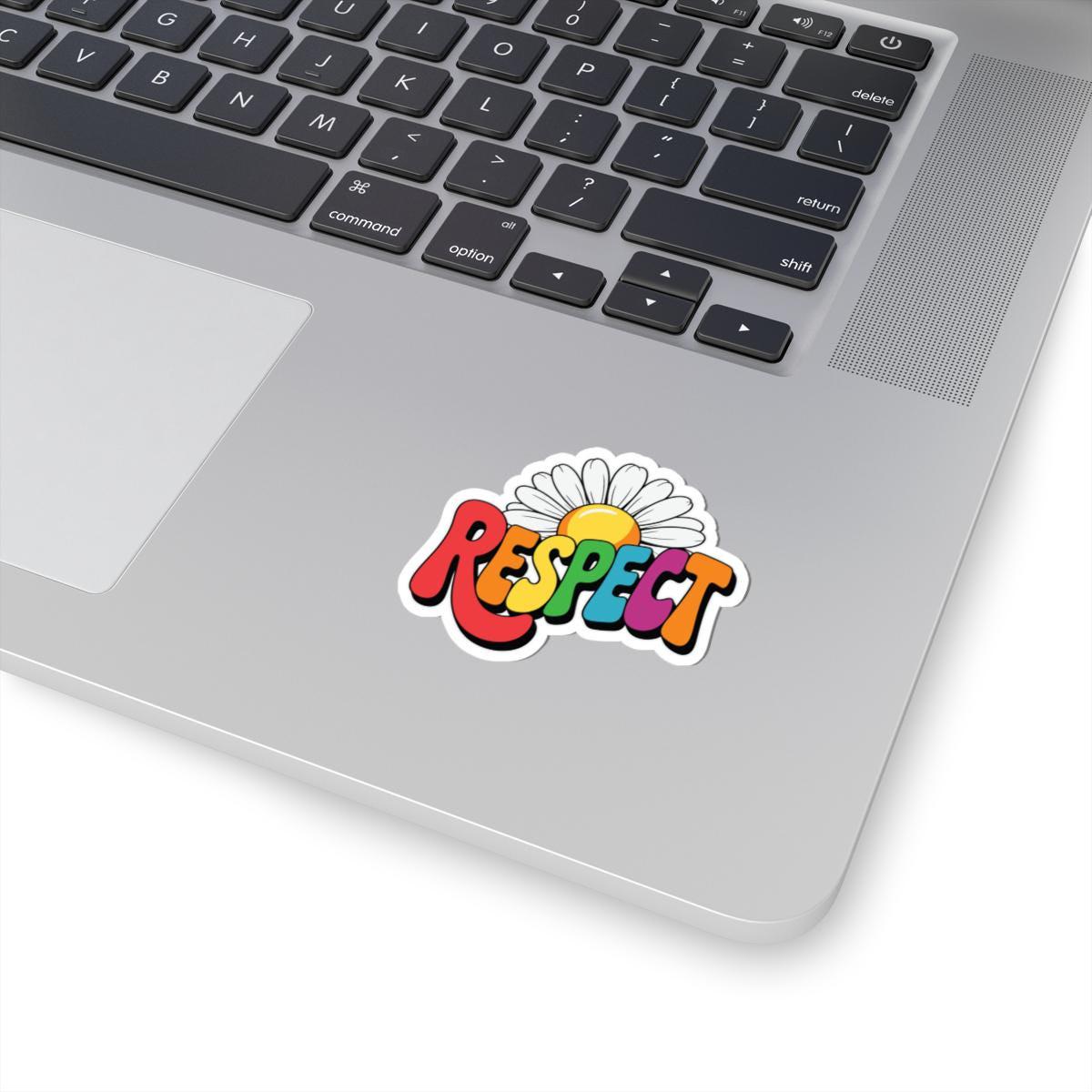 Rainbow Respect Daisy Sticker: Glossy LGBTQ+ Affirmation Vinyl Decal