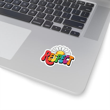 Rainbow Respect Daisy Sticker: Glossy LGBTQ+ Affirmation Vinyl Decal