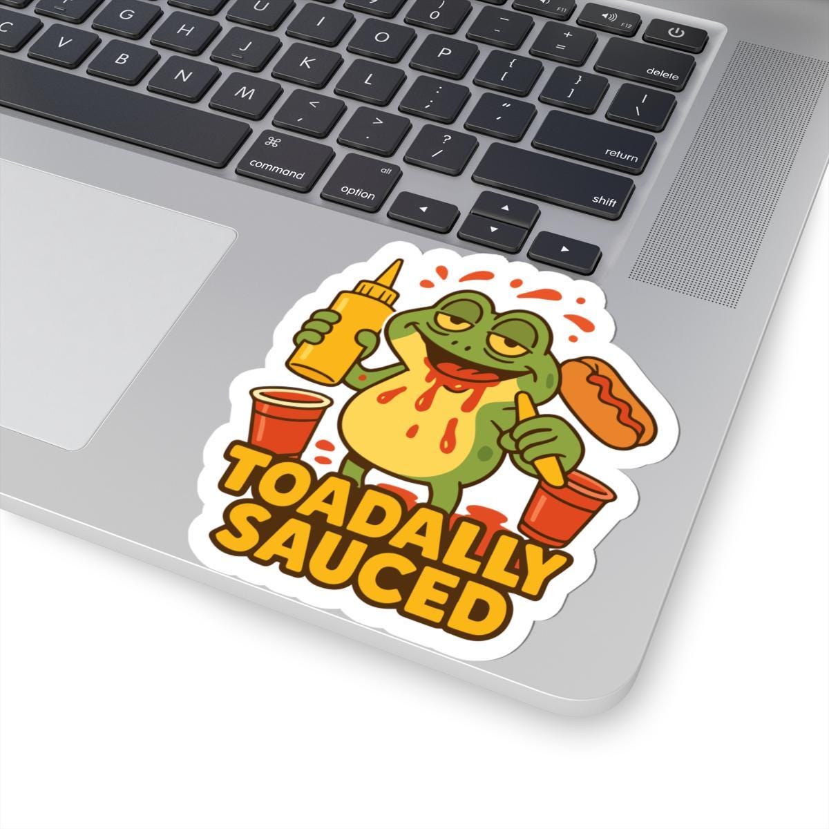 Toadally Sauced Frog Sticker | Funny BBQ Hot Dog Vinyl Decal