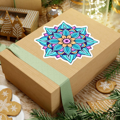 Blue Mandala Sticker: Tranquil Petals, Boho Zen Vinyl Decal
