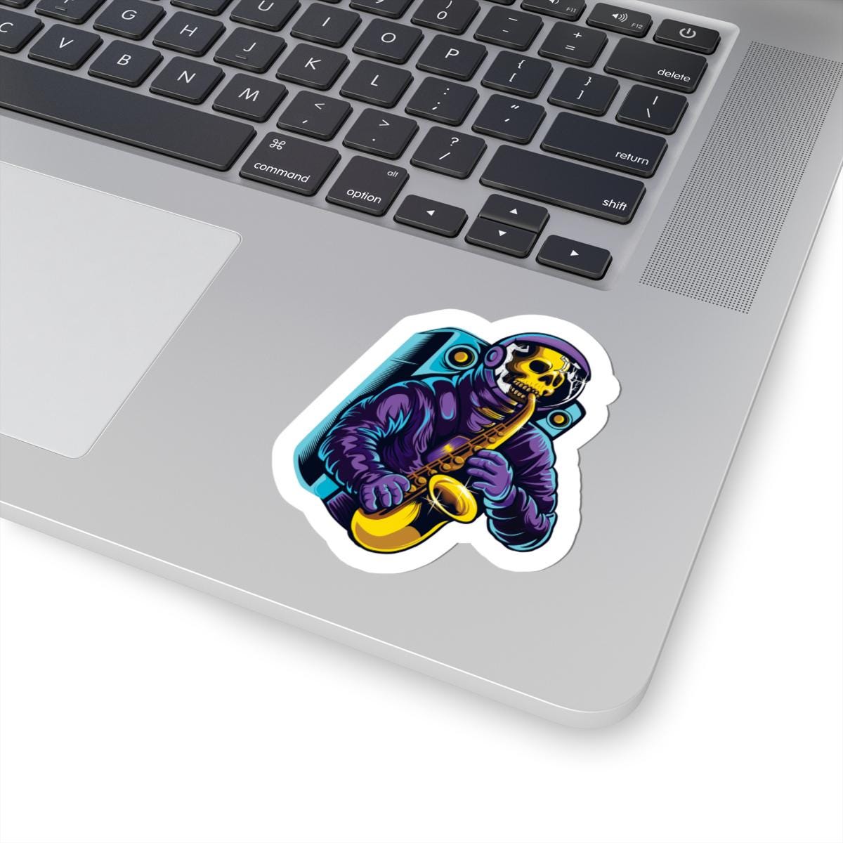 Astroskull Saxophonist Sticker | Space Jazz Music Decal