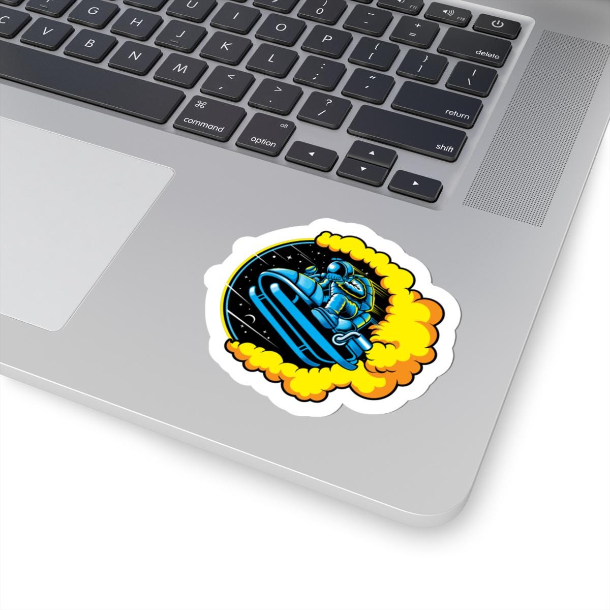 ColorFlow | Astrojump Snowmobile Sticker | Astronaut Riding Snowmobile Decal | Space Rider Vinyl Sticker | Cool Cosmic Adventure Art