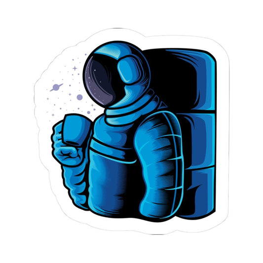 ColorFlow | Astronaut Coffee Sticker | Drinking Coffee in Space Vinyl Decal | Cosmic Morning Astronaut Art | Galaxy Mug Sticker