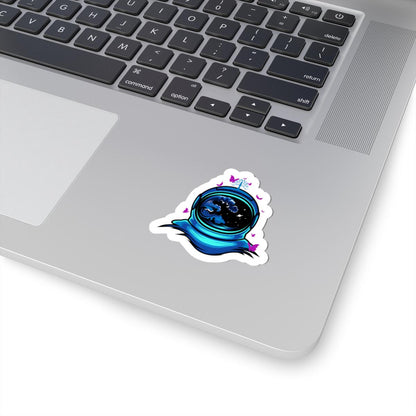 ColorFlow | Astronaut Butterfly Sticker | Space Helmet Ocean Wave Vinyl Decal | Cosmic Nature Astronaut Art | Galaxy Sticker