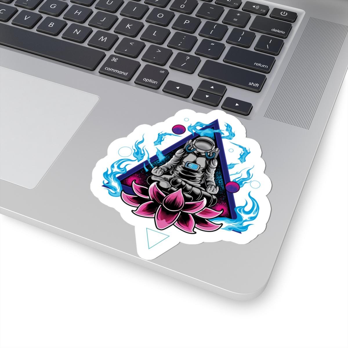 ColorFlow Astronaut Meditation Sticker | Cosmic Zen Lotus Space Art Decal | Mindfulness Galaxy Vinyl Sticker