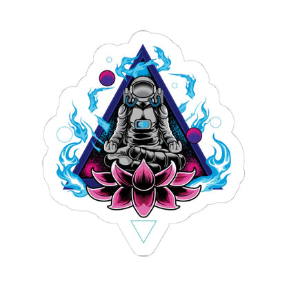 ColorFlow Astronaut Meditation Sticker | Cosmic Zen Lotus Space Art Decal | Mindfulness Galaxy Vinyl Sticker