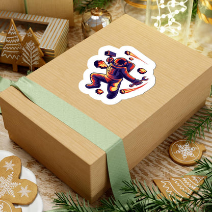 ColorFlow Astronaut Meteor Sticker | Space Repair Worker Vinyl Decal | Cosmic Survival Astronaut Art Sticker