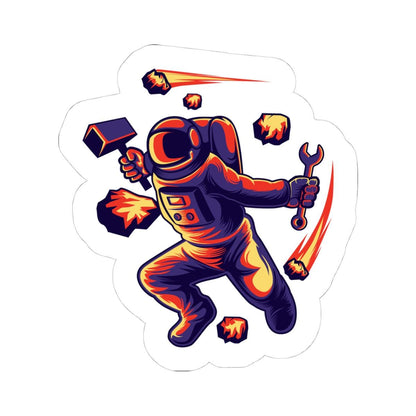 ColorFlow Astronaut Meteor Sticker | Space Repair Worker Vinyl Decal | Cosmic Survival Astronaut Art Sticker