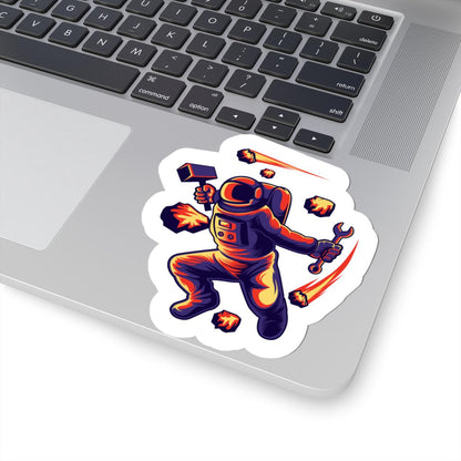 ColorFlow Astronaut Meteor Sticker | Space Repair Worker Vinyl Decal | Cosmic Survival Astronaut Art Sticker