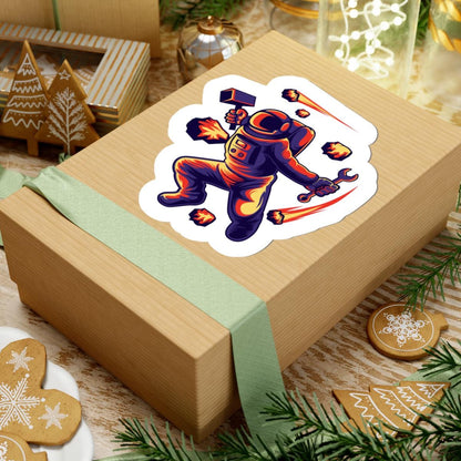 ColorFlow Astronaut Meteor Sticker | Space Repair Worker Vinyl Decal | Cosmic Survival Astronaut Art Sticker