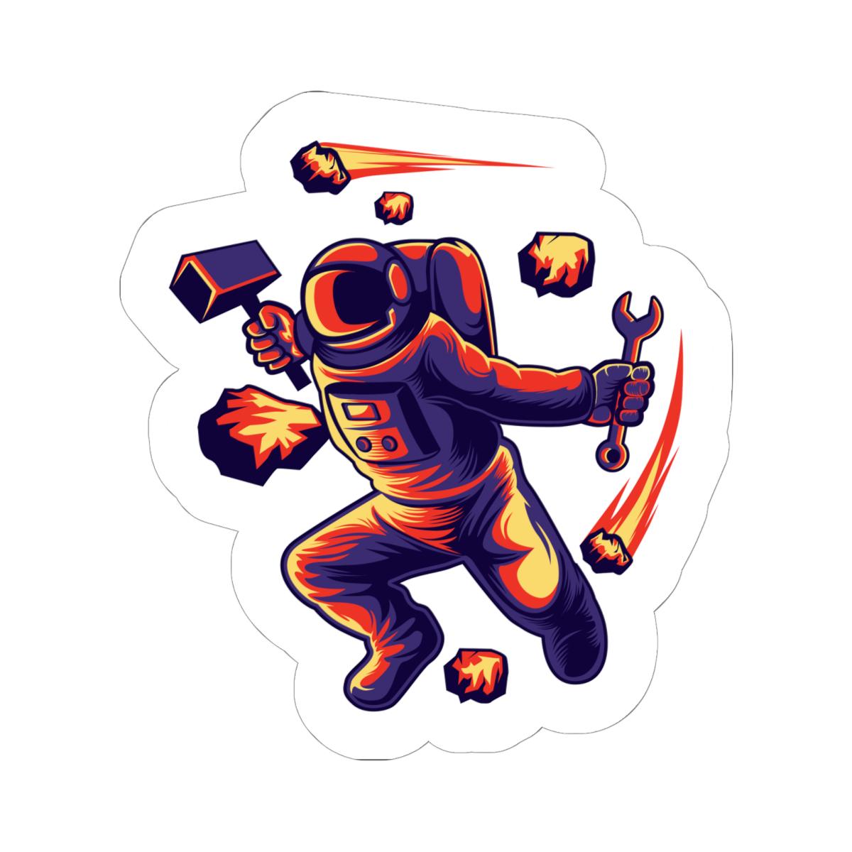 ColorFlow Astronaut Meteor Sticker | Space Repair Worker Vinyl Decal | Cosmic Survival Astronaut Art Sticker