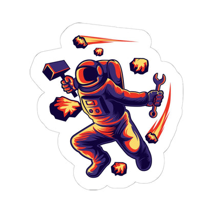 ColorFlow Astronaut Meteor Sticker | Space Repair Worker Vinyl Decal | Cosmic Survival Astronaut Art Sticker