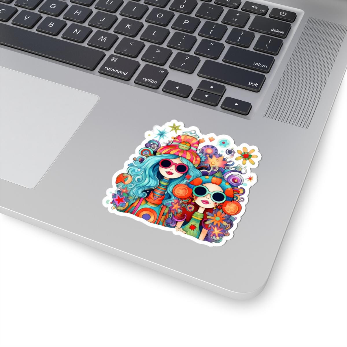 Groovy Hippie Girls Sticker: Retro 70s Waterproof Vinyl Decal