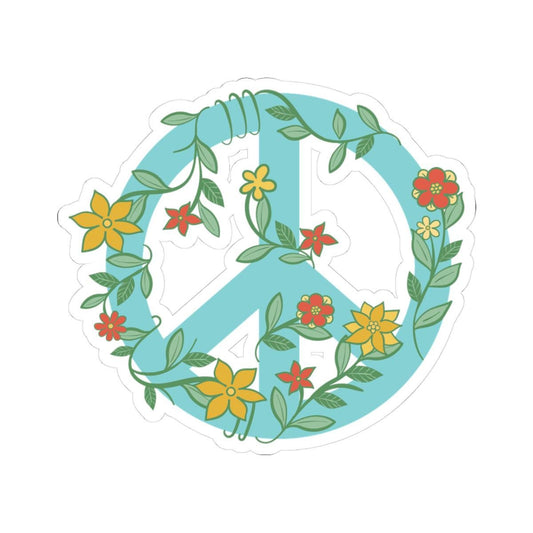Floral Peace Sign Sticker: Retro 70s Hippie Waterproof Vinyl Decal
