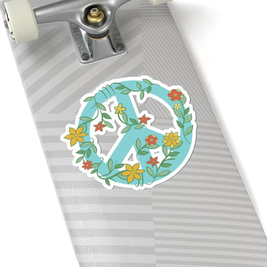 Floral Peace Sign Sticker: Retro 70s Hippie Waterproof Vinyl Decal