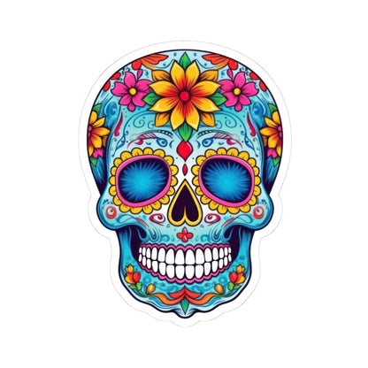 Floral Sugar Skull Vinyl Sticker: Vibrant Dia de los Muertos Decal