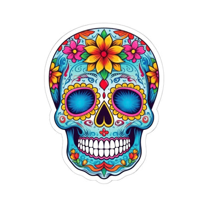 Floral Sugar Skull Vinyl Sticker: Vibrant Dia de los Muertos Decal