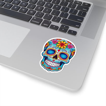 Floral Sugar Skull Vinyl Sticker: Vibrant Dia de los Muertos Decal