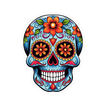 ColorFlow | Floral Sugar Skull Vinyl Sticker | Waterproof Skull Sticker | Day of the Dead Aesthetic Decal | Dia De Los Muertos Art