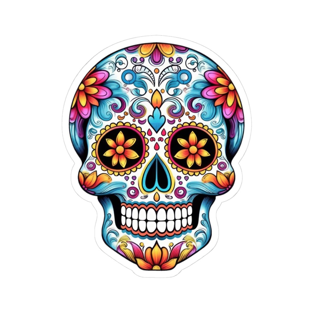 Floral Sugar Skull Sticker | Waterproof Calavera Art