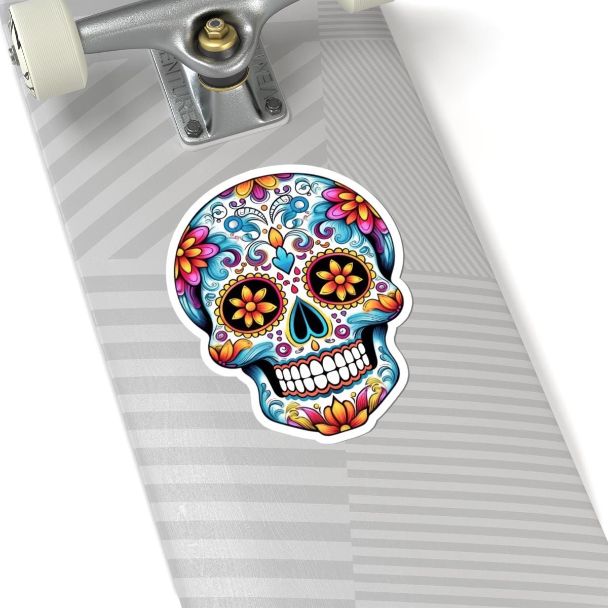 Floral Sugar Skull Sticker | Waterproof Calavera Art