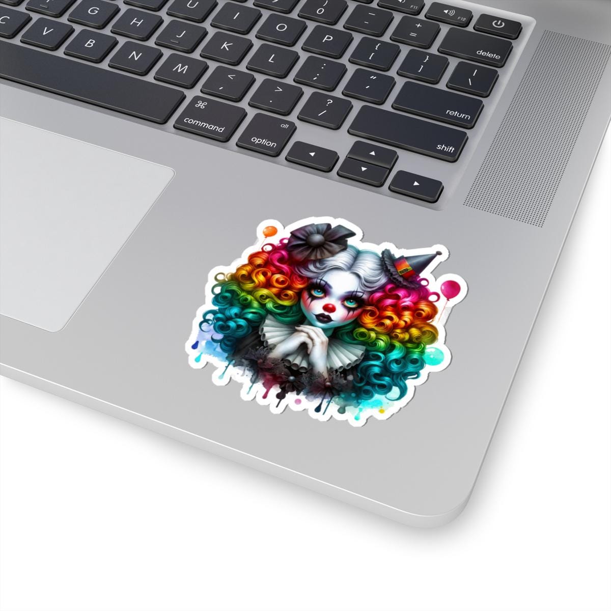 ColorFlow | Rainbow Gothic Circus Clown Sticker | Creepy Cute Harlequin Art | Dark Carnival Aesthetic Vinyl