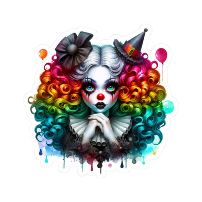ColorFlow | Rainbow Gothic Circus Clown Sticker | Creepy Cute Harlequin Art | Dark Carnival Aesthetic Vinyl