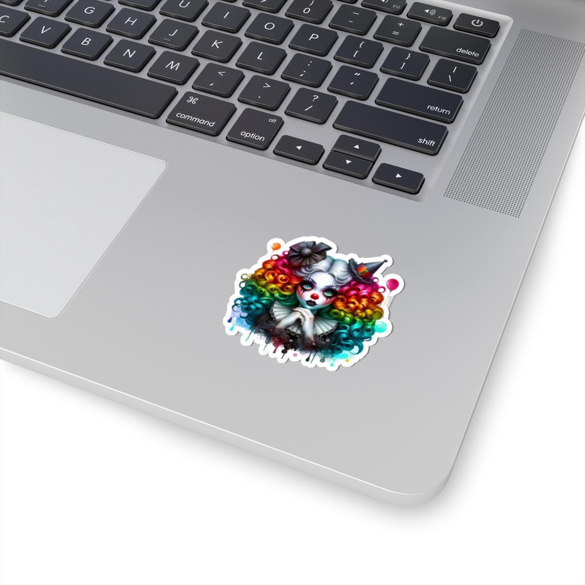 ColorFlow | Rainbow Gothic Circus Clown Sticker | Creepy Cute Harlequin Art | Dark Carnival Aesthetic Vinyl