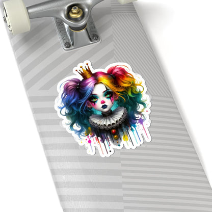 ColorFlow | Rainbow Goth Clown Princess Sticker | Creepy Cute Circuscore Vinyl Decal | Spooky Aesthetic Laptop Art