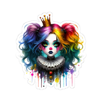 ColorFlow | Rainbow Goth Clown Princess Sticker | Creepy Cute Circuscore Vinyl Decal | Spooky Aesthetic Laptop Art