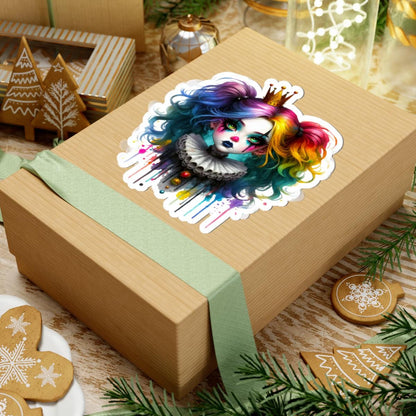 ColorFlow | Rainbow Goth Clown Princess Sticker | Creepy Cute Circuscore Vinyl Decal | Spooky Aesthetic Laptop Art