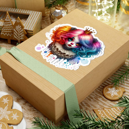 ColorFlow | Rainbow Clown Princess Sticker | Creepy Cute Circuscore Vinyl Decal | Gothic Kawaii Laptop Art