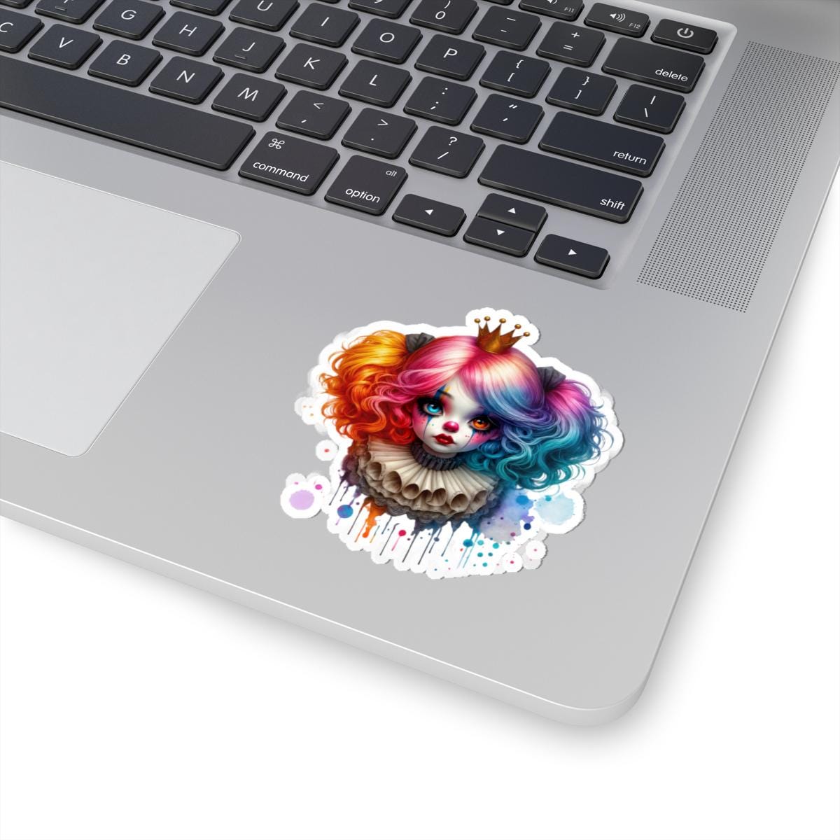 ColorFlow | Rainbow Clown Princess Sticker | Creepy Cute Circuscore Vinyl Decal | Gothic Kawaii Laptop Art