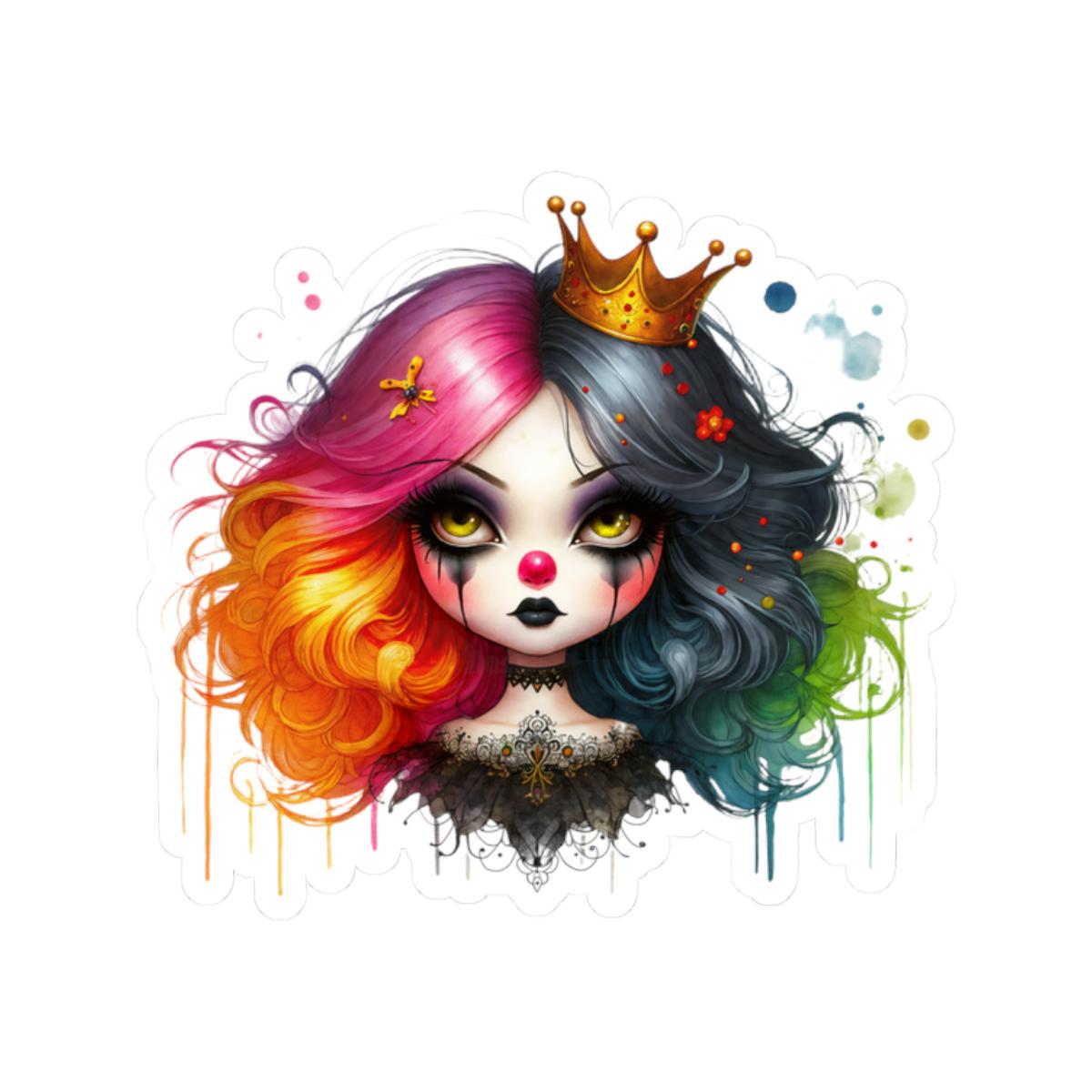 Clowncore Vinyl Sticker: Emo Circus Girl Goth Art Decal