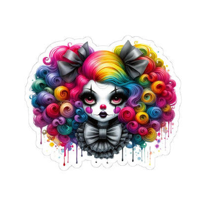 ColorFlow | Rainbow Goth Clowncore Sticker | Pastel Punk Big Bow Girl | Sad Circus Vinyl Decal