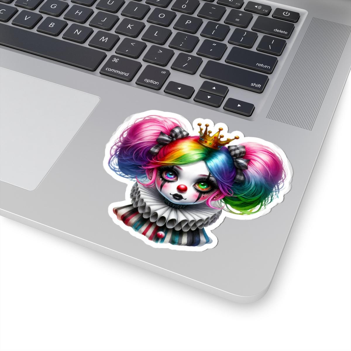 Rainbow Circuscore Clown Girl Sticker: Pastel Goth Vinyl Decal