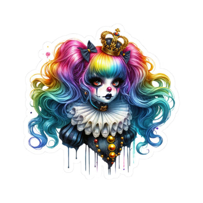 Royal Clowncore Girl Sticker: Gothic Circus Princess - Waterproof Vinyl