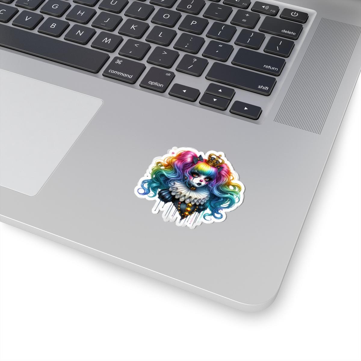 Royal Clowncore Girl Sticker: Gothic Circus Princess - Waterproof Vinyl