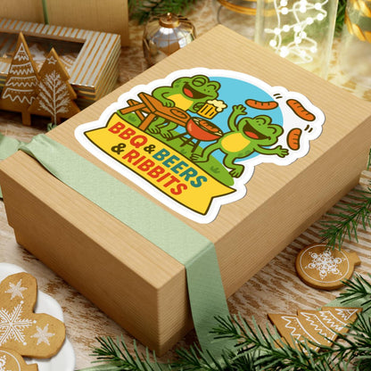 Funny Frog BBQ Sticker | Beer, Barbecue, Ribbits Waterproof Decal
