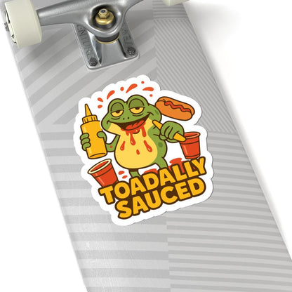 Toadally Sauced Frog Sticker | Funny BBQ Hot Dog Vinyl Decal