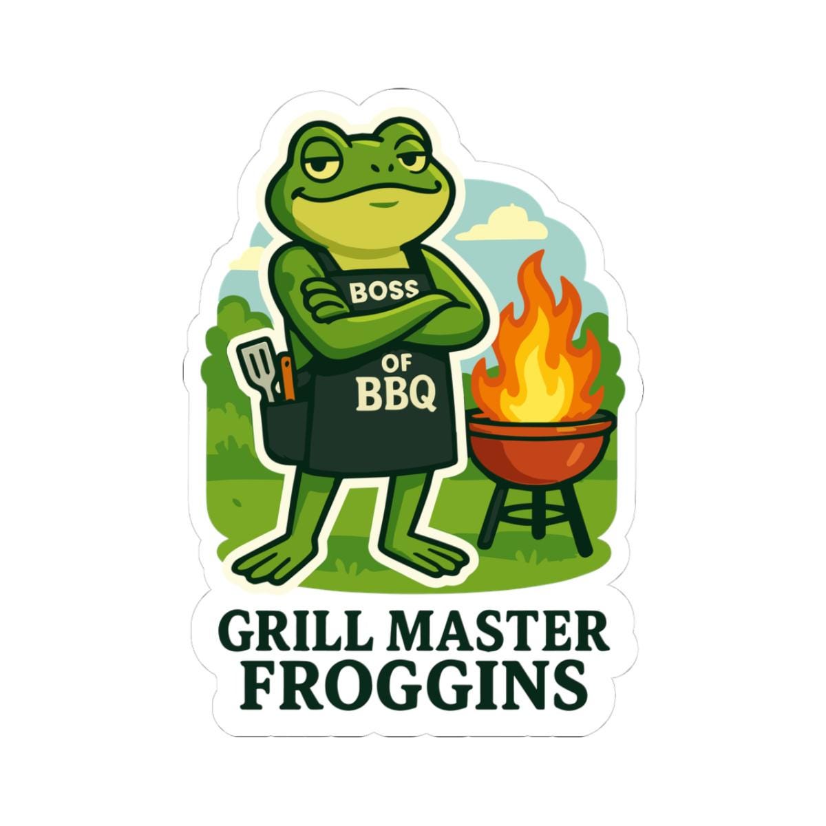 Grill Master Frog Sticker | Funny BBQ Boss Vinyl Decal