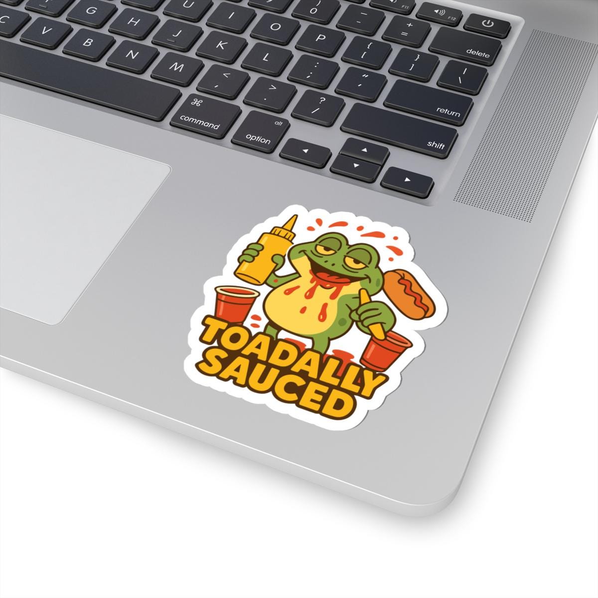 Toadally Sauced Frog Sticker | Funny BBQ Hot Dog Vinyl Decal